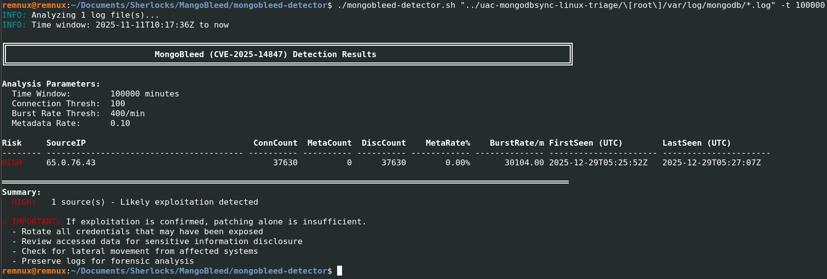 MongoBleed Detector Results